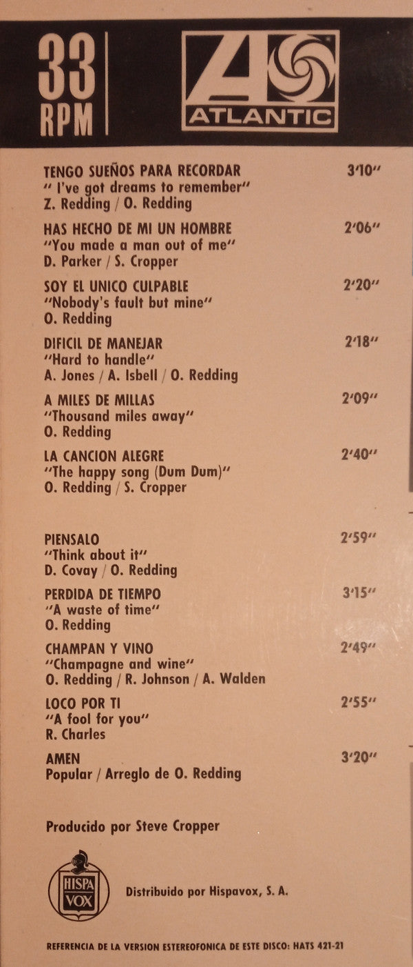 Otis Redding : El Inmortal Otis Redding (LP, Album, Mono)