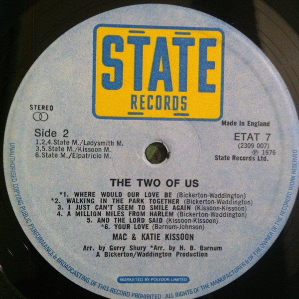 Mac And Katie Kissoon : The Two Of Us (LP, Album)