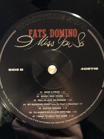 Fats Domino : I Miss You So (LP, Album, RE)