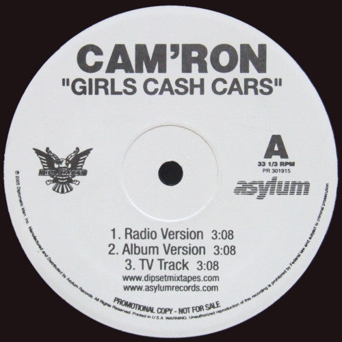 Cam'ron - Girls Cash Cars / Somethin New (12", Single, Promo)