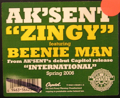 Ak'sent Featuring Beenie Man - Zingy (12")