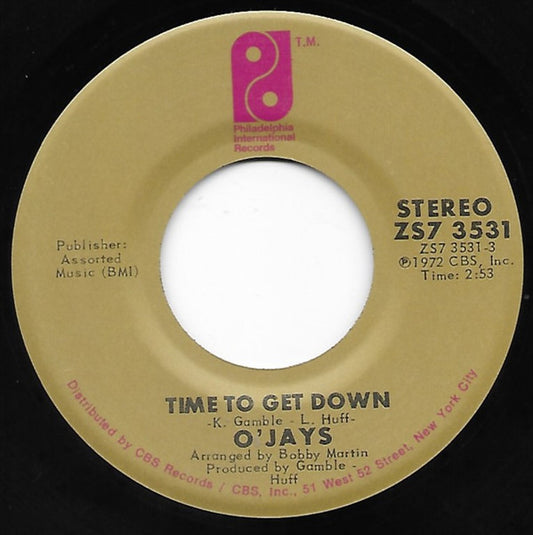 O'Jays* : Time To Get Down / Shiftless, Shady, Jealous Kind Of People (7", San)