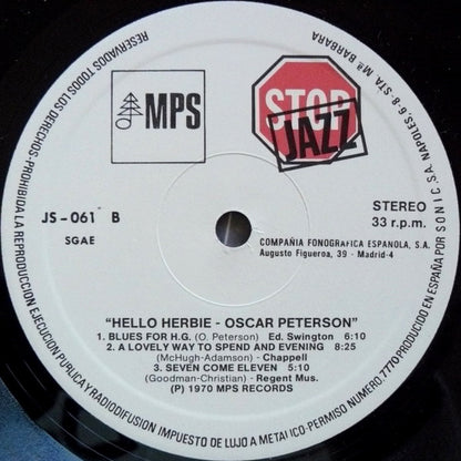The Oscar Peterson Trio With Herb Ellis : Hello Herbie (LP, Album, RE)