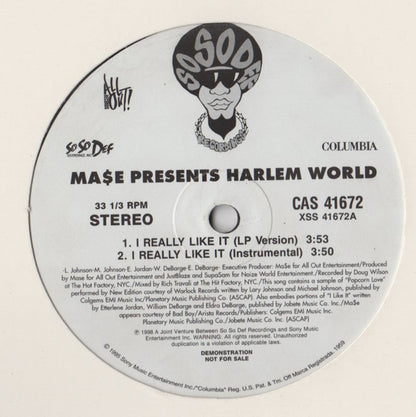 Ma$e* Presents Harlem World - I Really Like It / Meaning Of Family (12", Promo)