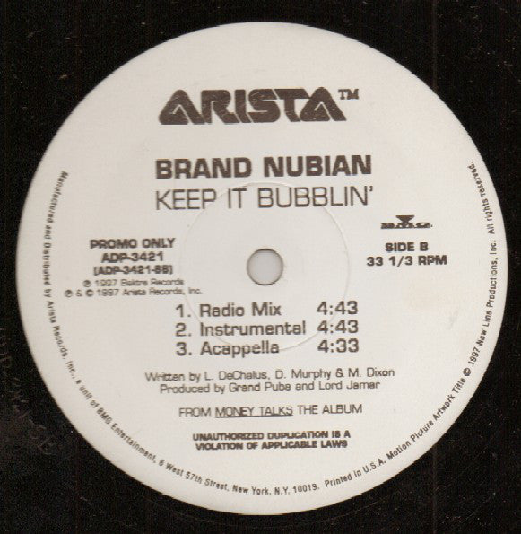 Angie Stone And Devox / Brand Nubian - Everyday / Keep It Bubblin' (12", Promo)