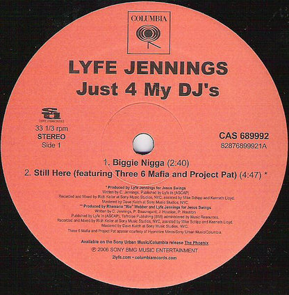 Lyfe Jennings - Just 4 My DJ's (12")
