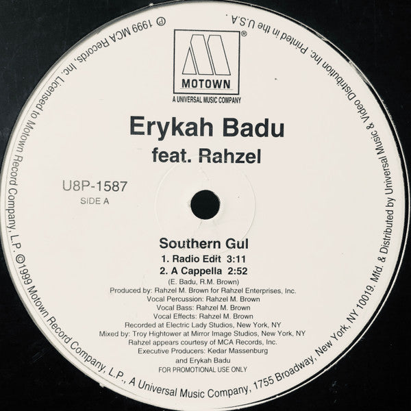 Erykah Badu : Southern Gul (12", Promo)