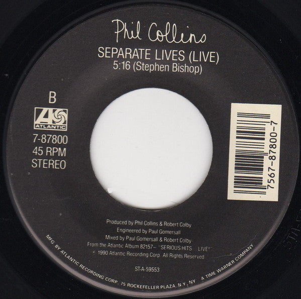 Phil Collins : Hang In Long Enough (7", Single)