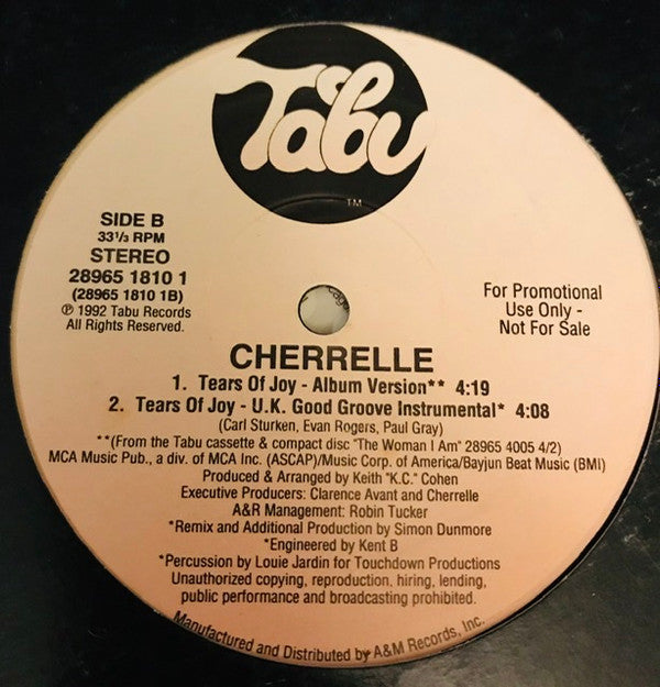Cherrelle : Tears Of Joy (12", Promo)