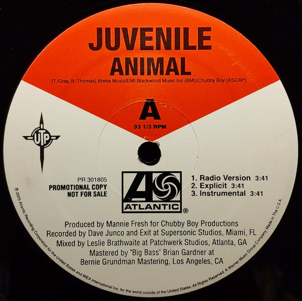Juvenile  - Animal / Holla Back (12", Promo)