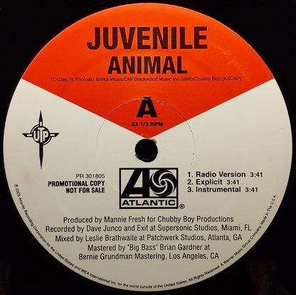Juvenile  - Animal / Holla Back (12", Promo)