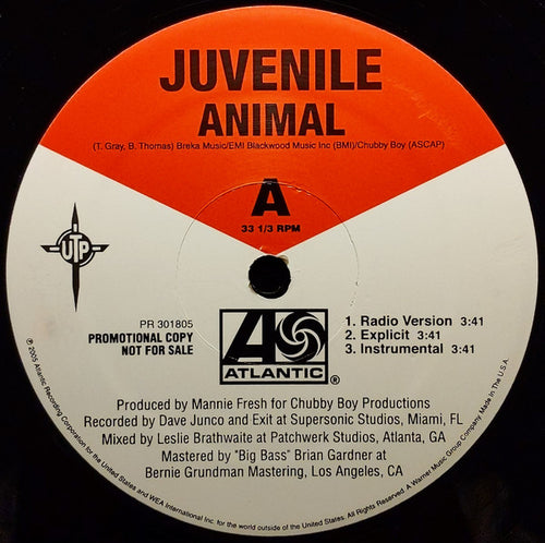 Juvenile  - Animal / Holla Back (12", Promo)