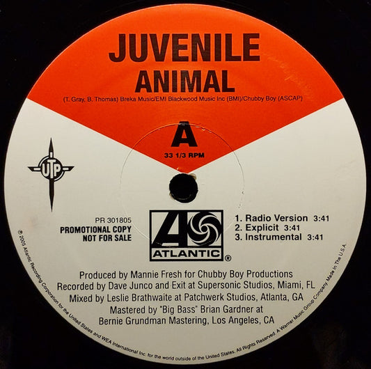 Juvenile  - Animal / Holla Back (12", Promo)