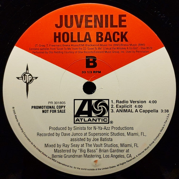 Juvenile  - Animal / Holla Back (12", Promo)