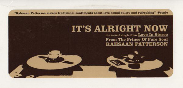 Rahsaan Patterson : It's Alright Now (12", Promo)