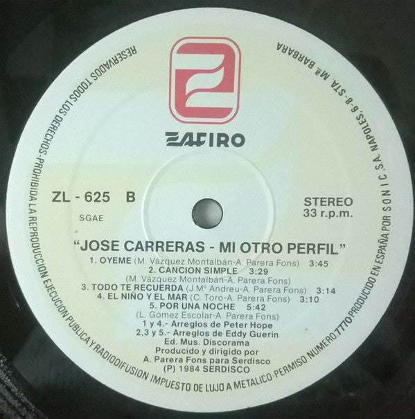 José Carreras : Mi Otro Perfil (LP, Album)