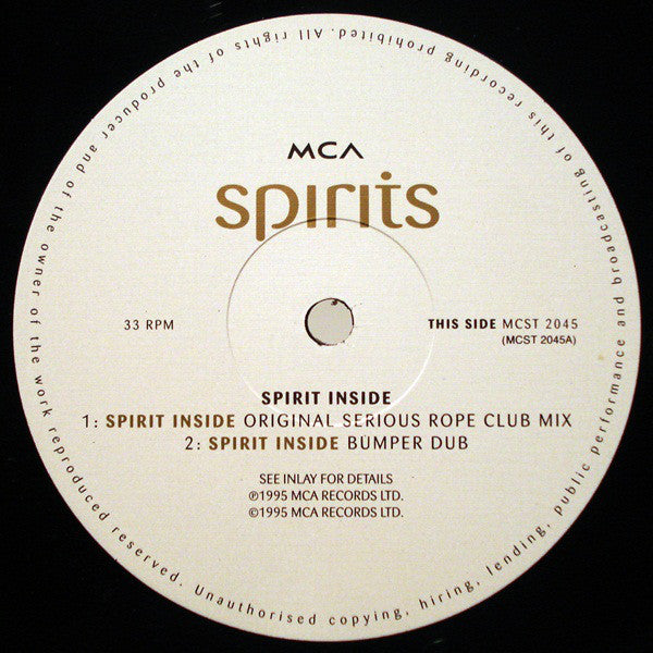 Spirits - Spirit Inside (Serious Rope & Marshall Jefferson Club Mixes) (12", Single)