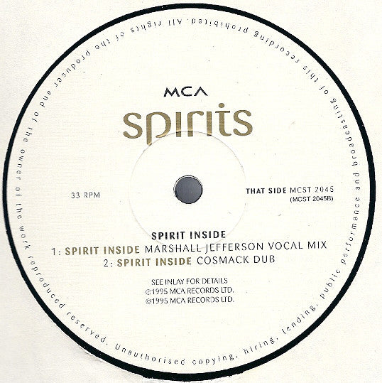 Spirits - Spirit Inside (Serious Rope & Marshall Jefferson Club Mixes) (12", Single)