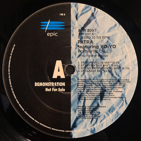 Patra Featuring Yo-Yo : Romantic Call (12", Promo)