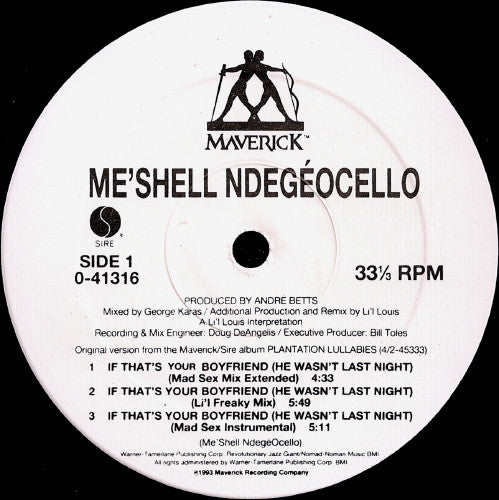 Me'Shell NdegéOcello : If That's Your Boyfriend (He Wasn't Last Night) (12")