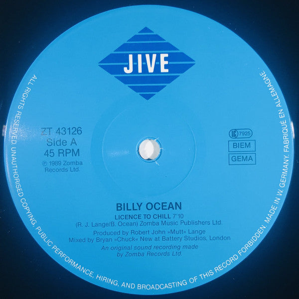 Billy Ocean : Licence To Chill (12", Maxi)