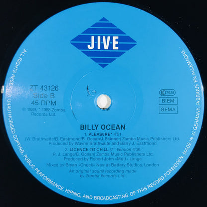 Billy Ocean : Licence To Chill (12", Maxi)