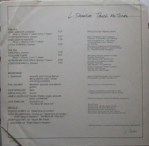 L. Shankar* - Touch Me There (LP, Album)