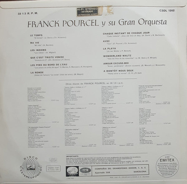 Franck Pourcel Et Son Grand Orchestre : Franck Pourcel Y Su Gran Orquesta (LP, Album)
