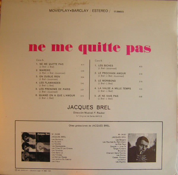 Jacques Brel : Ne Me Quitte Pas (LP, Album, RE)