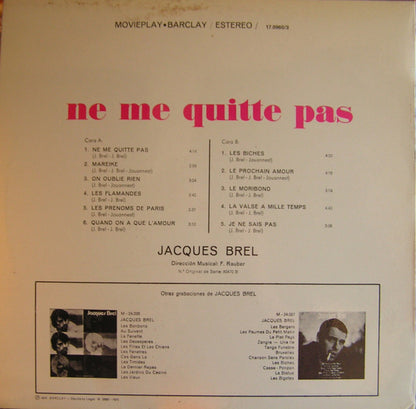 Jacques Brel : Ne Me Quitte Pas (LP, Album, RE)