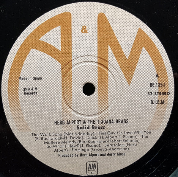 Herb Alpert & The Tijuana Brass : Solid Brass (Greatest Hits) (LP, Comp, S/Edition)