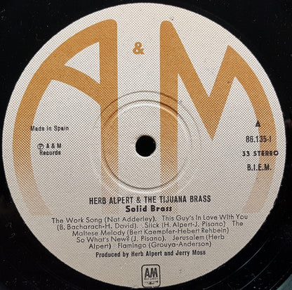 Herb Alpert & The Tijuana Brass : Solid Brass (Greatest Hits) (LP, Comp, S/Edition)
