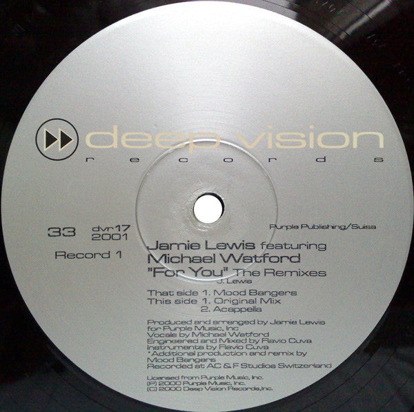 Jamie Lewis Featuring Michael Watford - For You (The Remixes) (2x12")
