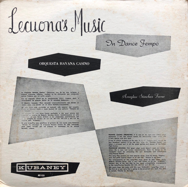 Orquesta Havana Casino - Música De Lecuona En Tiempo Bailable (LP, Album)