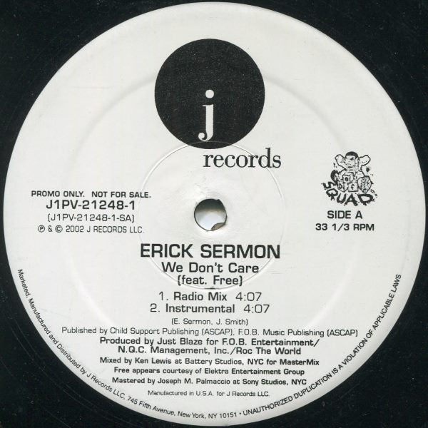 Erick Sermon Feat. Free  - We Don't Care (12", Promo)