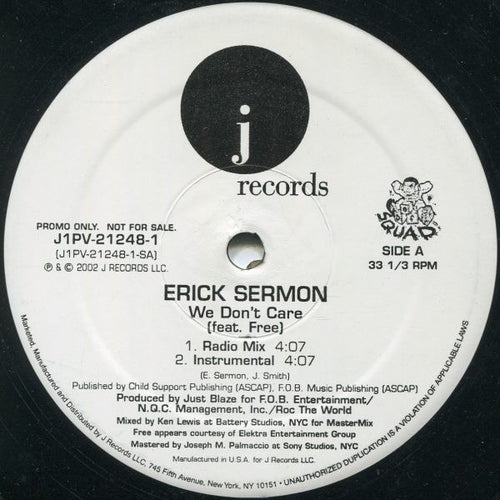 Erick Sermon Feat. Free  - We Don't Care (12", Promo)