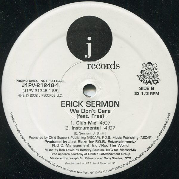 Erick Sermon Feat. Free  - We Don't Care (12", Promo)