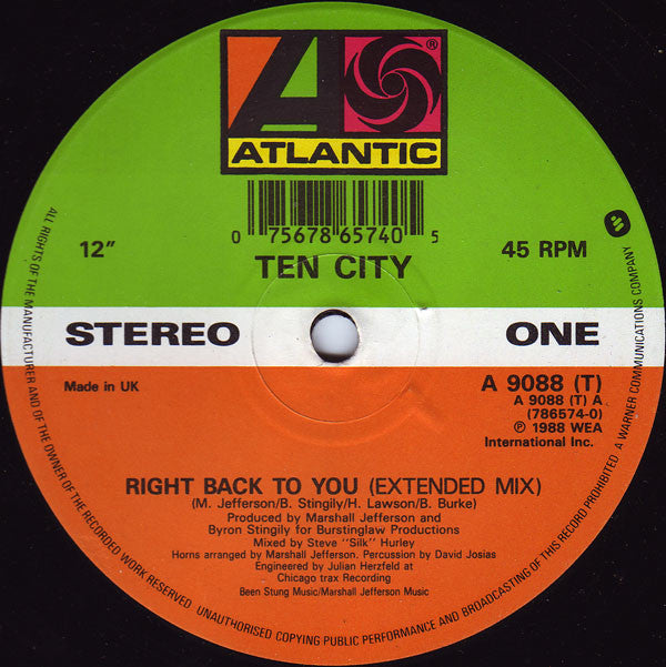 Ten City - Right Back To You (12")