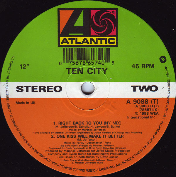 Ten City - Right Back To You (12")