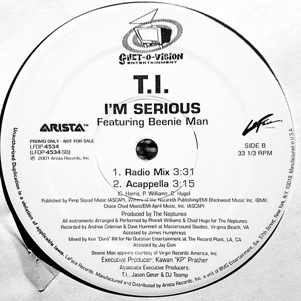 T.I. Featuring Beenie Man : I'm Serious (12", Promo)