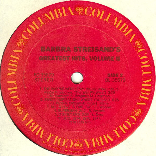 Barbra Streisand - Barbra Streisand's Greatest Hits - Volume 2 (LP, Comp, RE, Pit)