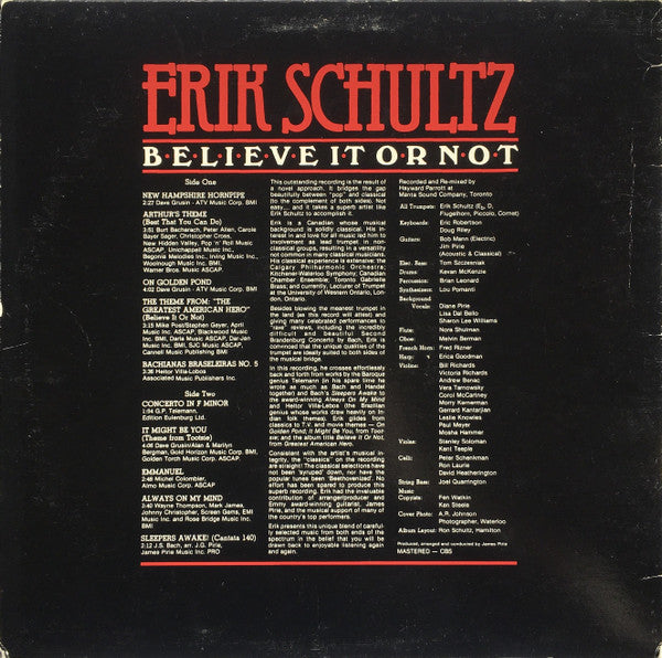 Erik Schultz : Believe It Or Not (LP, Album)