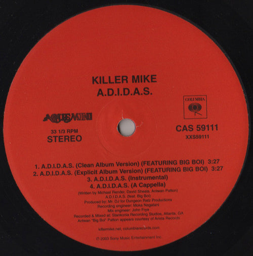 Killer Mike : A.D.I.D.A.S. / Scared Straight (12")