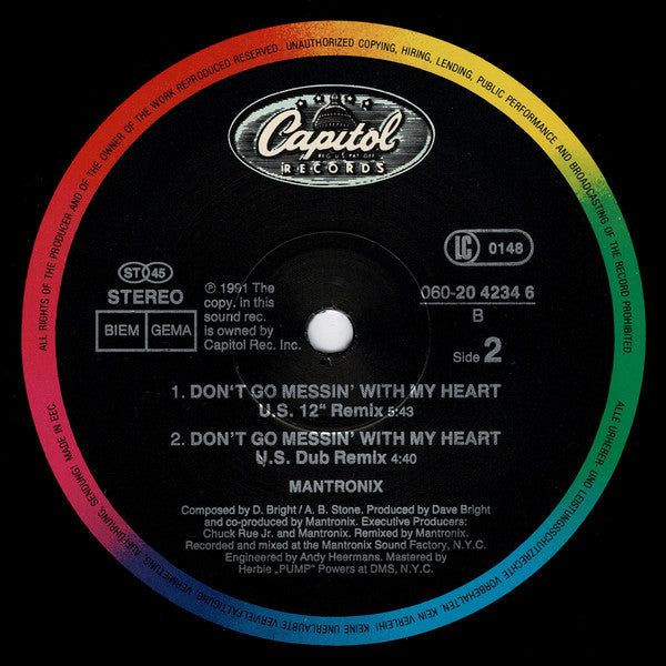 Mantronix : Don't Go Messin' With My Heart (12")