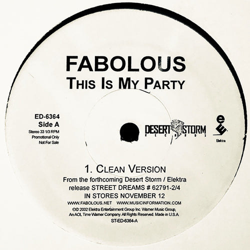 Fabolous : This Is My Party (12", Promo)
