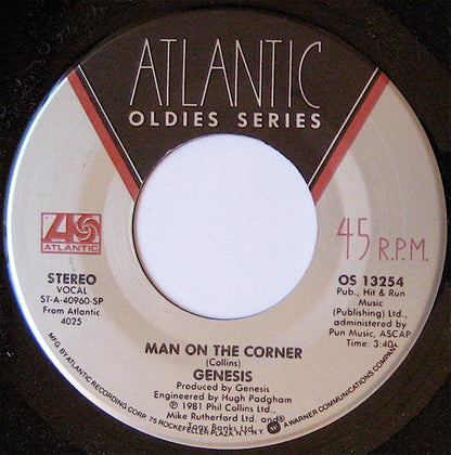 Genesis : Man On The Corner / Paperlate (7", RE)