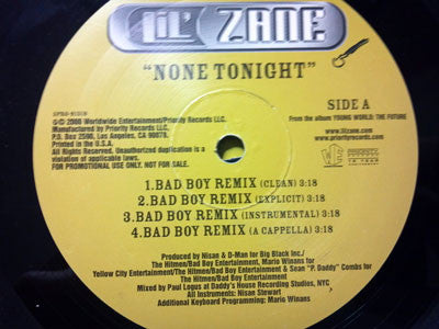 Lil' Zane : None Tonight (Remixes) (12", Maxi, Promo)