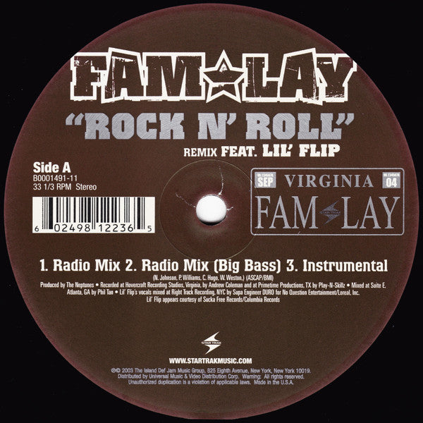 Fam-Lay Featuring Lil' Flip : Rock N' Roll (Remix) (12")