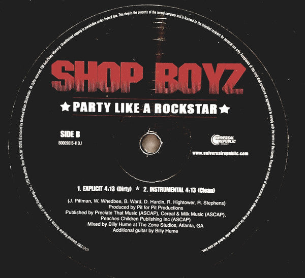 Shop Boyz : Party Like A Rockstar (12", Promo)