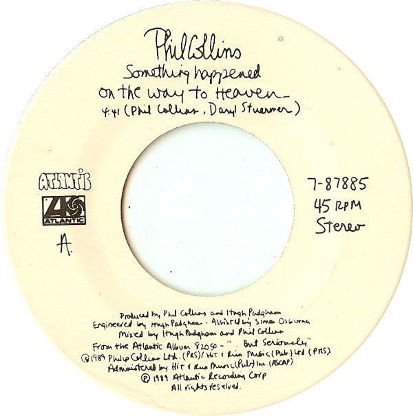 Phil Collins : Something Happened On The Way To Heaven (7", Single)